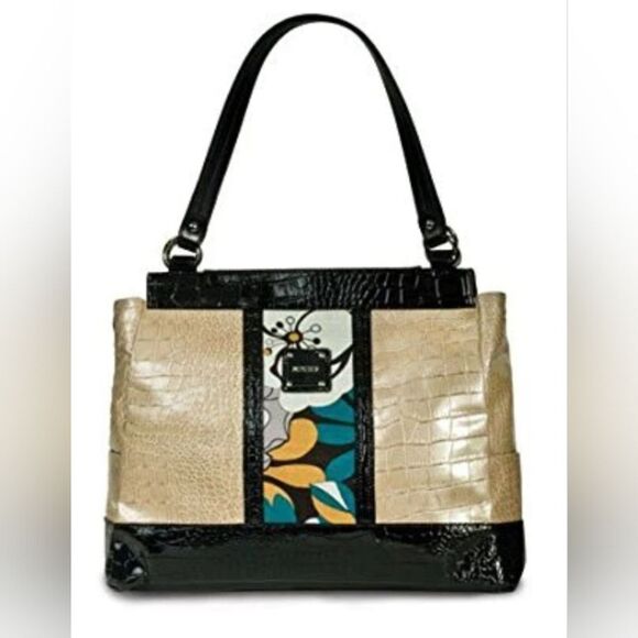 Miche Prima Lynnette Cream & Black Reptile Skin Pattern & Floral Shell - Picture 1 of 7